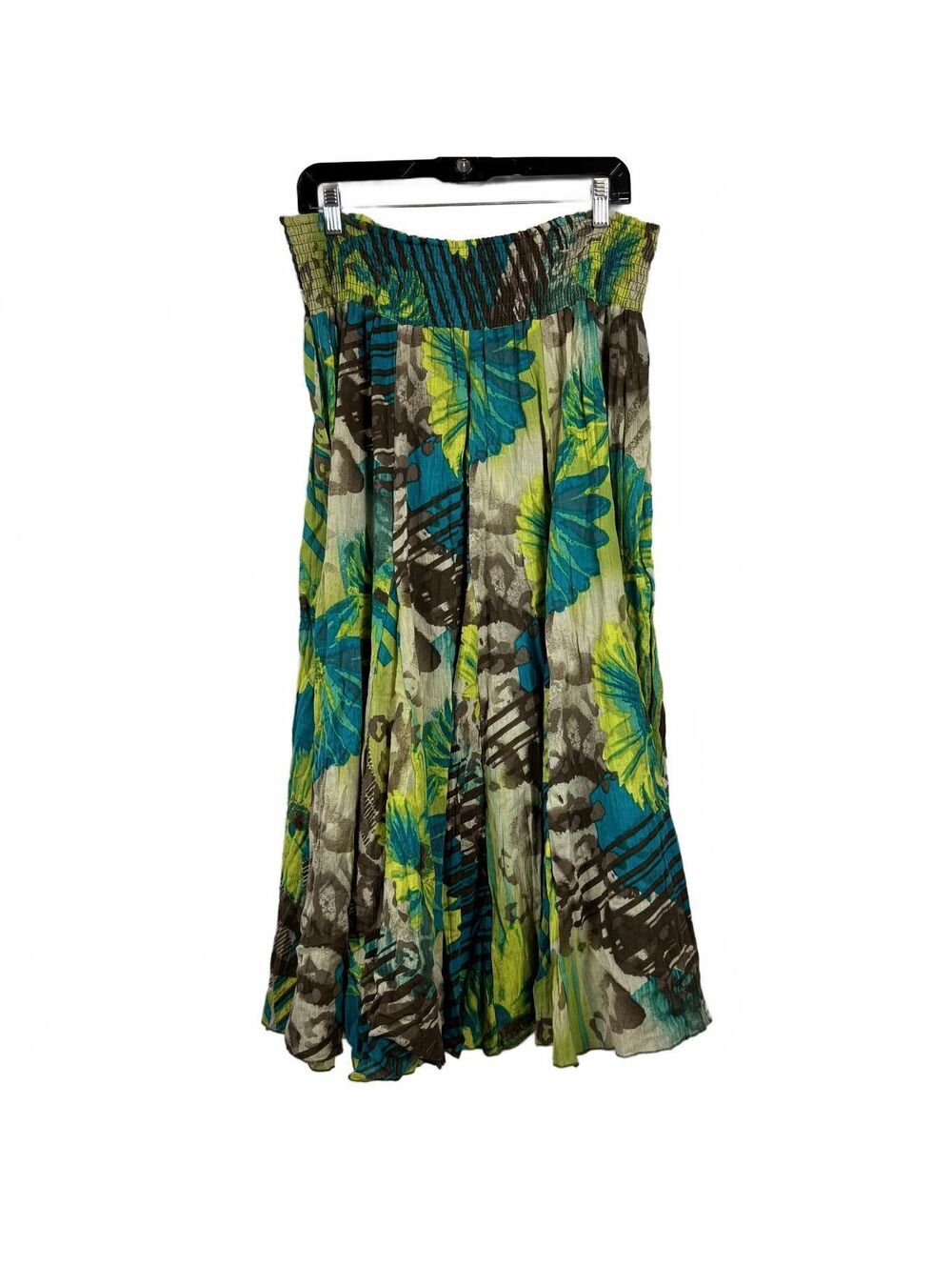 Multiples Green & Blue and Brown Midi Skirt Women's Size Large